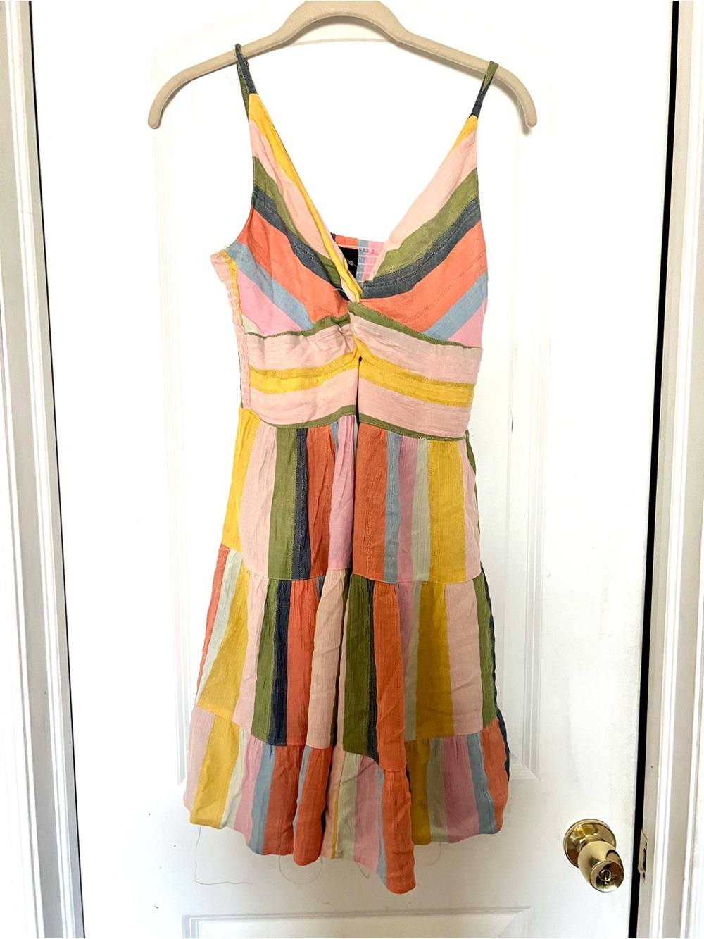 Angie Multicolor Striped Tiered Mini Dress